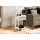 Monarch I 3843 Accent Table - 24"H / White / Natural Drawer IMAGE 1