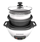 Cuiseur à riz et cuiseur à vapeur antiadhésif Black & Decker, blanc, 6 tasses [BOITE OUVERTE]